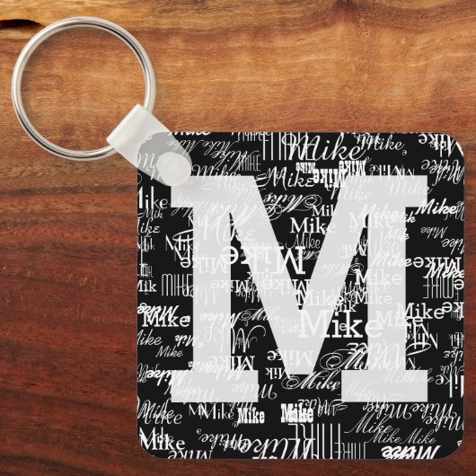 Namen & Initiaal ZWART Sleutelhanger (Voorkant)