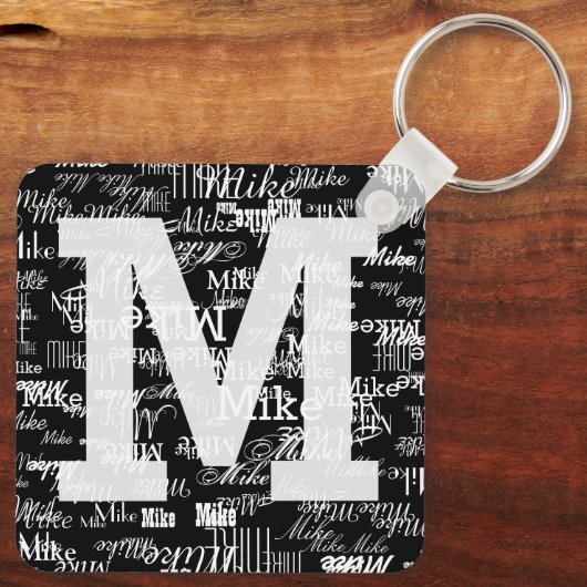 Namen & Initiaal ZWART Sleutelhanger (Achterkant)