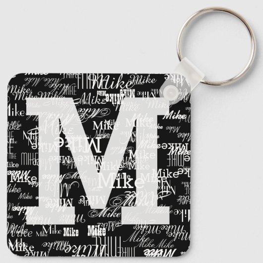 Namen & Initiaal ZWART Sleutelhanger (Achterkant)