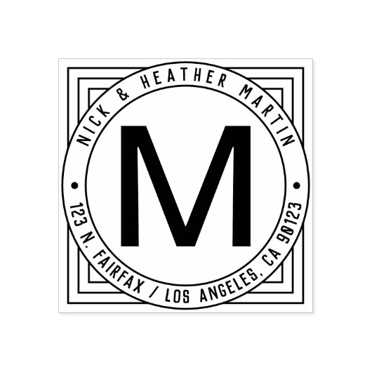 Namen, initiële achternaam & modern retouradres rubberstempel (Afrduk)