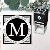 Namen, initiële van de achternaam en retouradres zelfinktende stempel