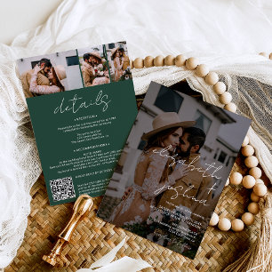 Namen kalligrafie groen 4 foto alles in één bruilo kaart