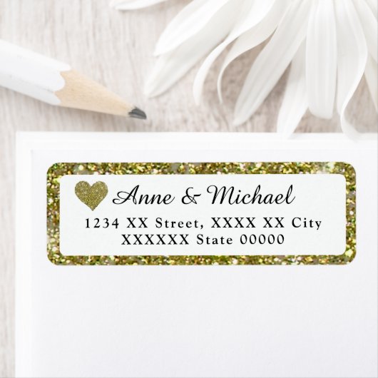 namen met faux gold glitter border etiket (Insitu)