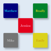 Namen op meerdere kleuren kleding labels