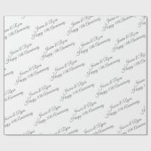 Namen personaliseren, Jaar Jubileum, Grijs Manuscr Cadeaupapier (Vlak)