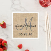 Namen Rustic Burlap Wedding Monogram Datum Servetten (Insitu)