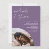 Namen script boog paarse 4 foto alles in 1 bruilof kaart (Voorkant)
