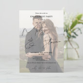 Namen script kalligrafie zwart verloving foto kaart (Staand voorkant)