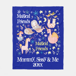 Namen, Snowflakes, Narwhal Mermaid Unicorn Dragon Fleece Deken