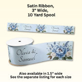 Namen toevoegen, 3" brede Blue Peony Wedding Suite Satijnen Lint