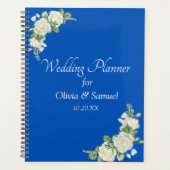 Namen toevoegen & Datum Kobalt Blauw & Wit Rozen T Planner (Voorkant)