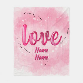 Namen toevoegen LOVE Word Cloud Pink Valentijnsdag Fleece Deken