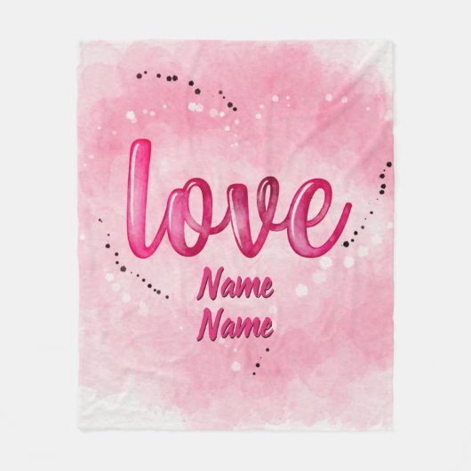 Namen toevoegen LOVE Word Cloud Pink Valentijnsdag Fleece Deken (Voorkant)