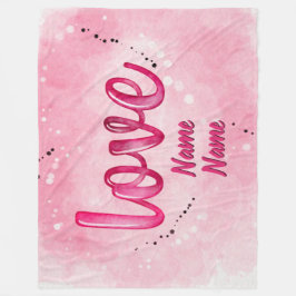 Namen toevoegen LOVE Word Cloud Pink Valentijnsdag Fleece Deken