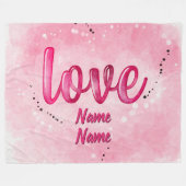 Namen toevoegen LOVE Word Cloud Pink Valentijnsdag Fleece Deken (Voorkant (Horizontaal))