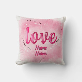 Namen toevoegen LOVE Word Cloud Pink Valentijnsdag Kussen