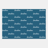 Namen toevoegen op Blauwgroen blauw wit inpakpapie Inpakpapier Vel (Voorkant 3)