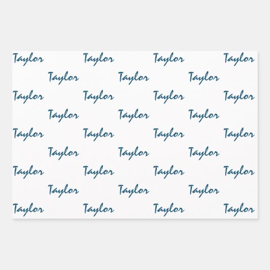 Namen toevoegen op Blauwgroen blauw wit inpakpapie Inpakpapier Vel (Voorkant 2)