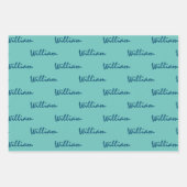 Namen toevoegen op Blauwgroen blauw wit inpakpapie Inpakpapier Vel (Voorkant)