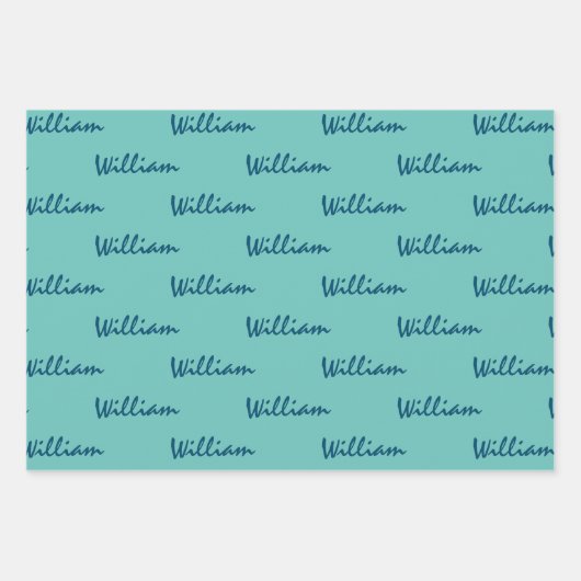 Namen toevoegen op Blauwgroen blauw wit inpakpapie Inpakpapier Vel (Voorkant)