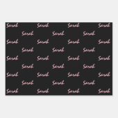 Namen toevoegen op roze zwart wit omslagpapier inpakpapier vel (Voorkant 3)