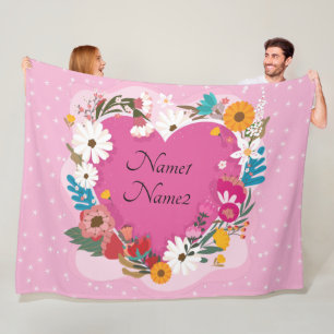 Namen toevoegen Tekst Valentijnsdag Roze ingewande Fleece Deken