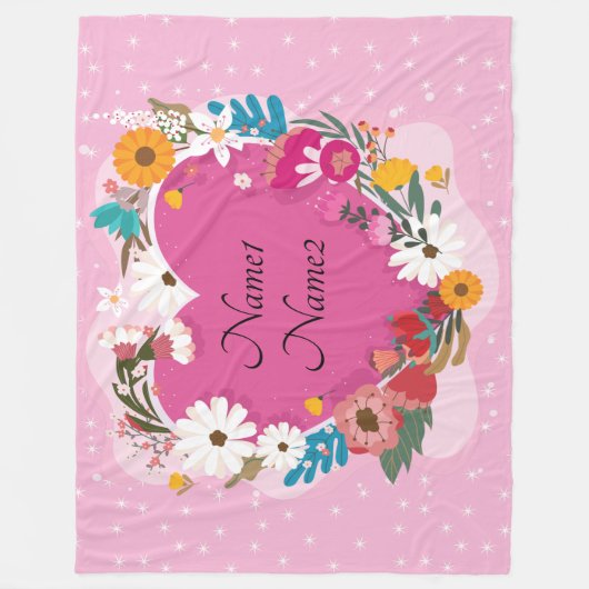 Namen toevoegen Tekst Valentijnsdag Roze ingewande Fleece Deken (Voorkant)
