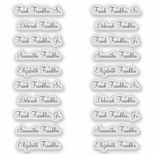 Namen van 20 gasten Moderne Elegant Calligrafie Sticker (Voorkant)
