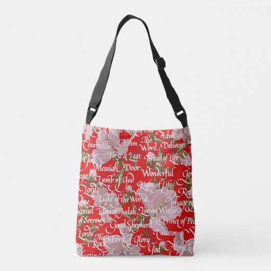 Namen van Christus Calligrafie | Rood | Crossbody Tas (Achterkant)