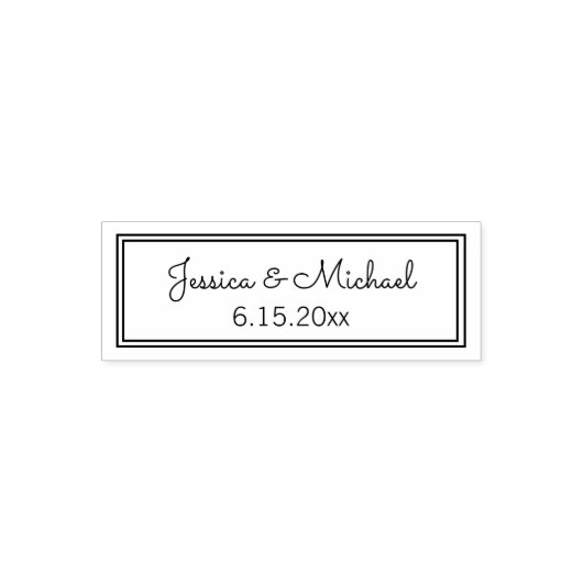 Namen van Cute Modern Wedding Couple Zelfinktende Stempel (Design)