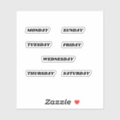 Namen van de dagen van de week Planner Retro Sticker (Vel)