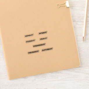 Namen van de dagen van de week Planner Retro Sticker