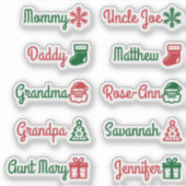 Namen van de gastenlijst Schattigee kerstsymbolen Sticker (Voorkant)