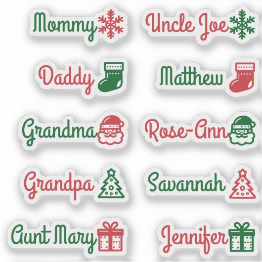 Namen van de gastenlijst Schattigee kerstsymbolen  Sticker (Voorkant)