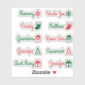 Namen van de gastenlijst Schattigee kerstsymbolen Sticker (Vel)
