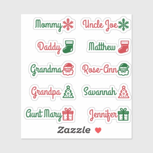 Namen van de gastenlijst Schattigee kerstsymbolen Sticker (Vel)