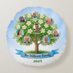 Namen van de stamboom Foto Geheugen Home Decor aan Rond Kussen