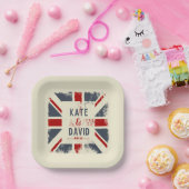 Namen van Distsed Union Jack Couple-bruiloft Papieren Bordje (Feest)