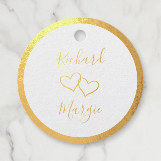 Namen van echtpaar Hand getrokken harten 50e Jubil Bedankjes Labels (Voorkant)