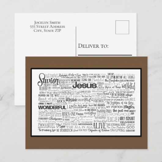 Namen van God Brown White Briefkaart (Voorkant / Achterkant)