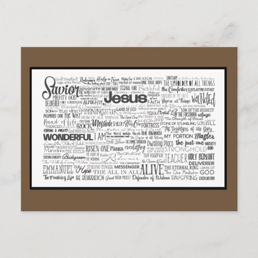 Namen van God Brown White Briefkaart (Voorkant)