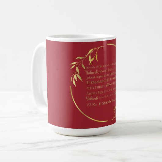 Namen van God Coffee Mok (rood/goud) (Voorkant links)