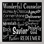 Namen van God uit de Bijbel in Zwart-wit Poster (Voorkant)