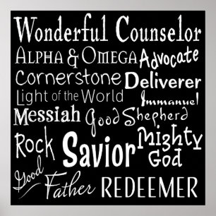 Namen van God uit de Bijbel in Zwart-wit Poster
