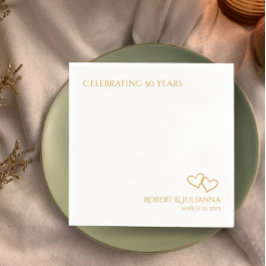 Namen van het koppel gouden harten 50ste verjaarda servet