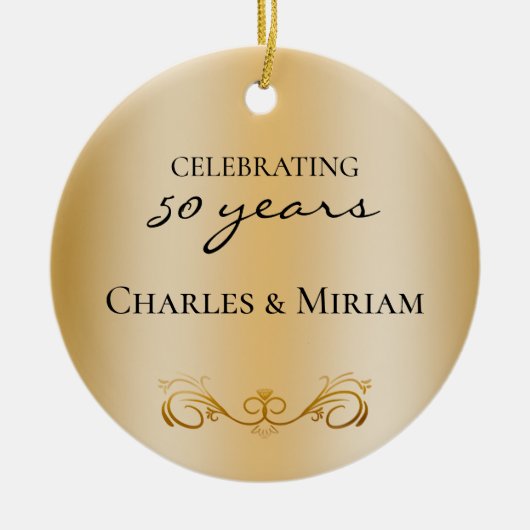 Namen van het paar Foto 50ste bruiloft Jubileum Gi Keramisch Ornament (Voorkant)