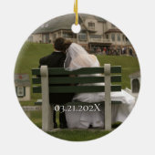 Namen van het paar Foto 50ste bruiloft Jubileum Gi Keramisch Ornament (Achterkant)