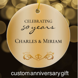 Namen van het paar Foto 50ste bruiloft Jubileum Gi Keramisch Ornament