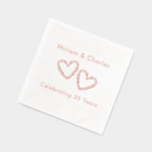 Namen van het paar Hart 35e bruiloft Jubileum Folie Servetten (Links)