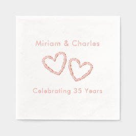 Namen van het paar Hart 35e bruiloft Jubileum Folie Servetten